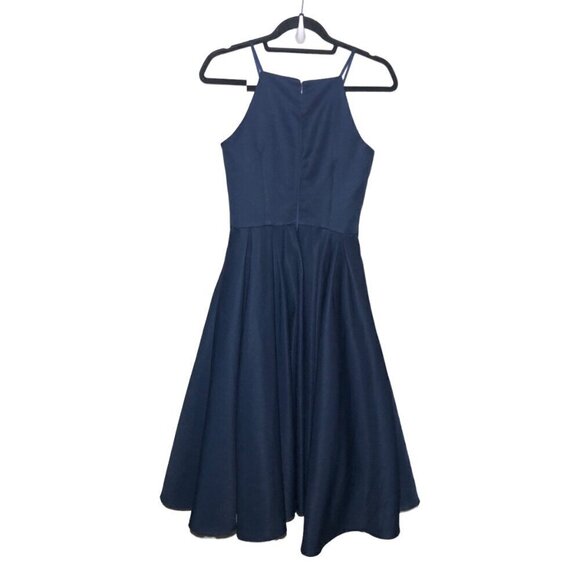 Chi Chi Cassandra High Neck Cami Strap Midi Dress Navy Blue - Picture 4 of 6